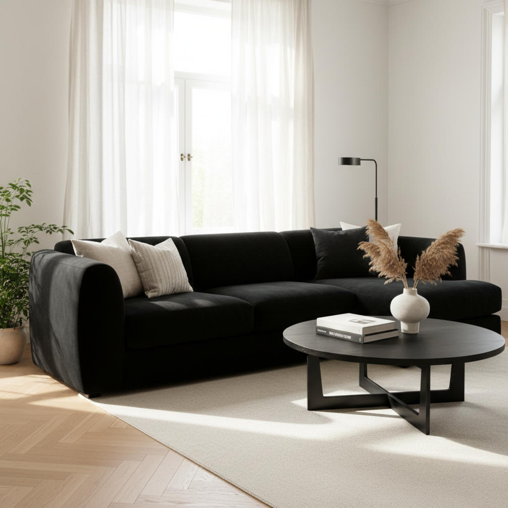 2. Bold Black Furniture Pieces - 6 black living room decor ideas