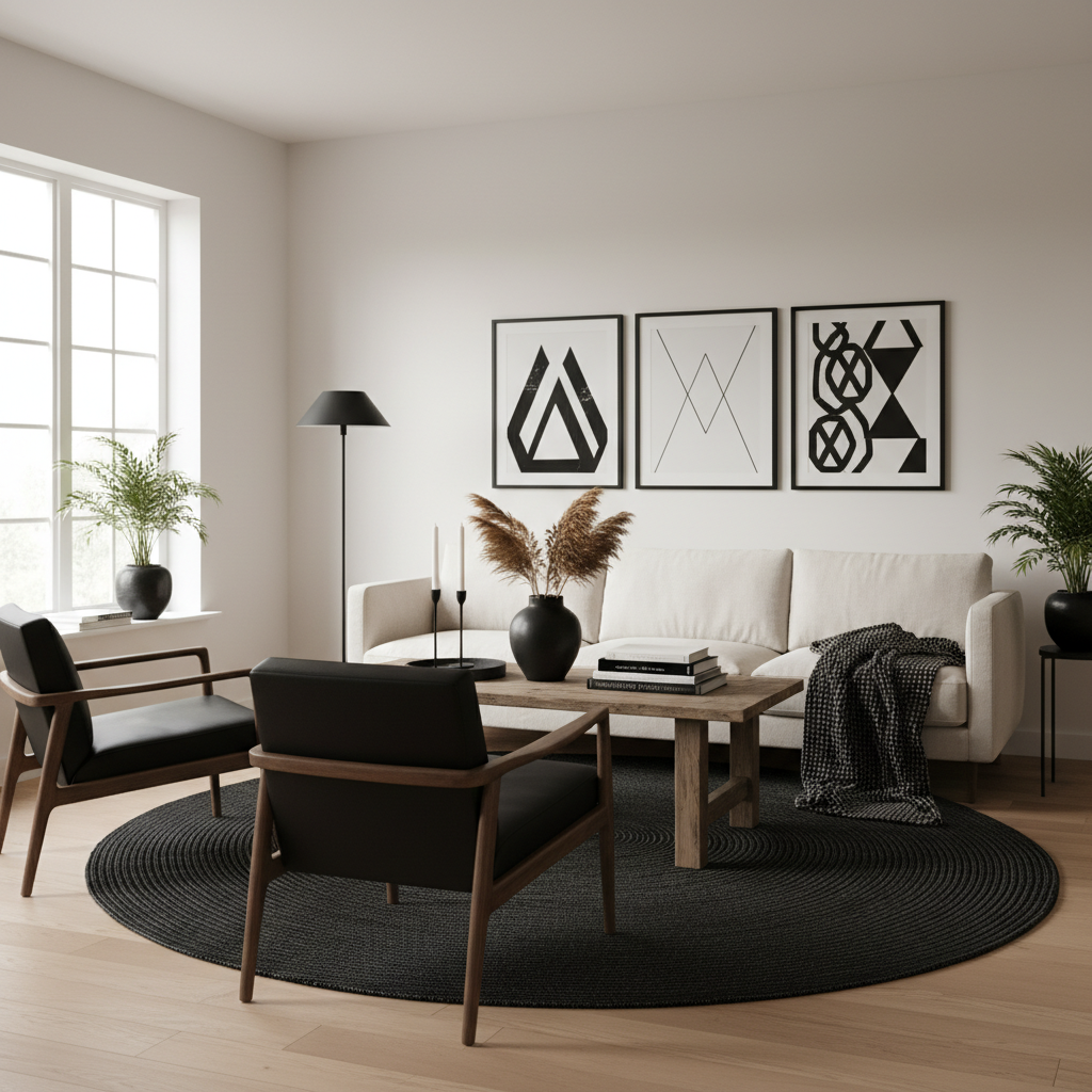 3. Black Through Art and Accessories - 6 black living room decor ideas