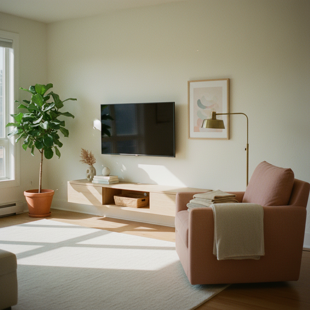 Wall-Mounted TV and Media Console