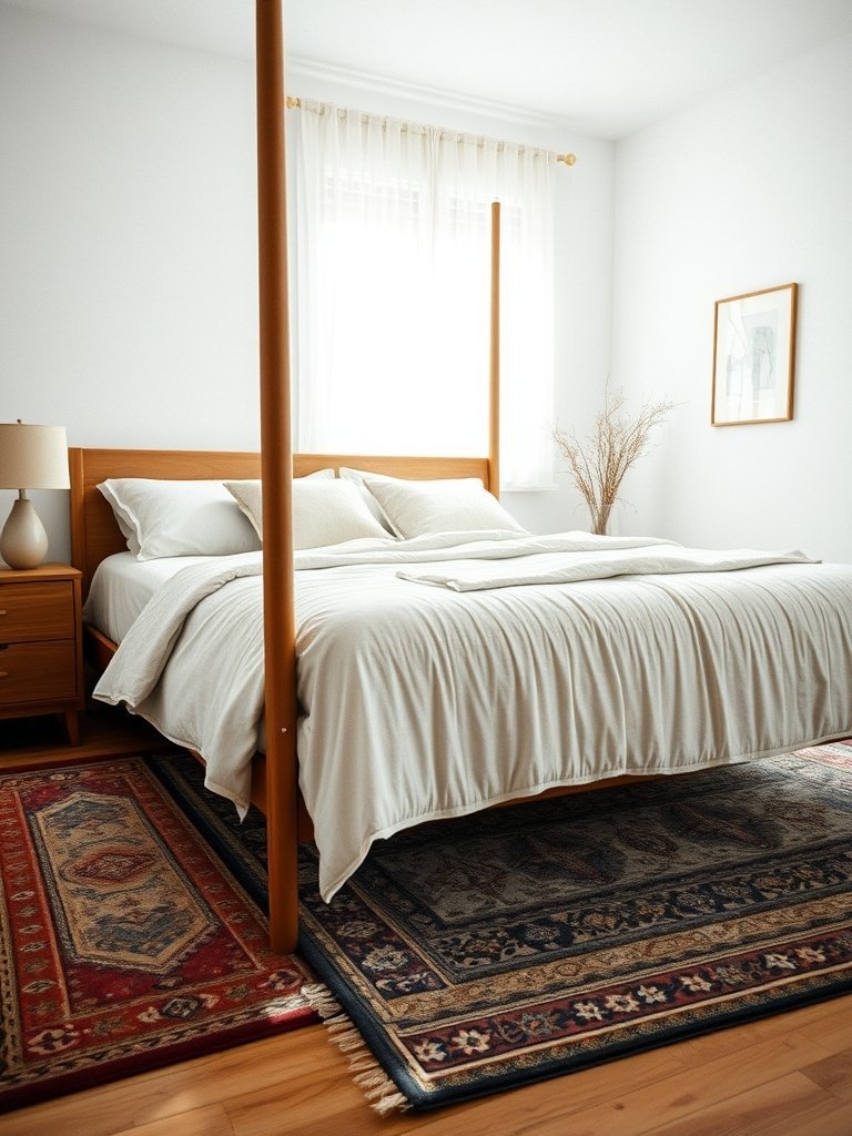 Add Rugs Under the Bed Frame