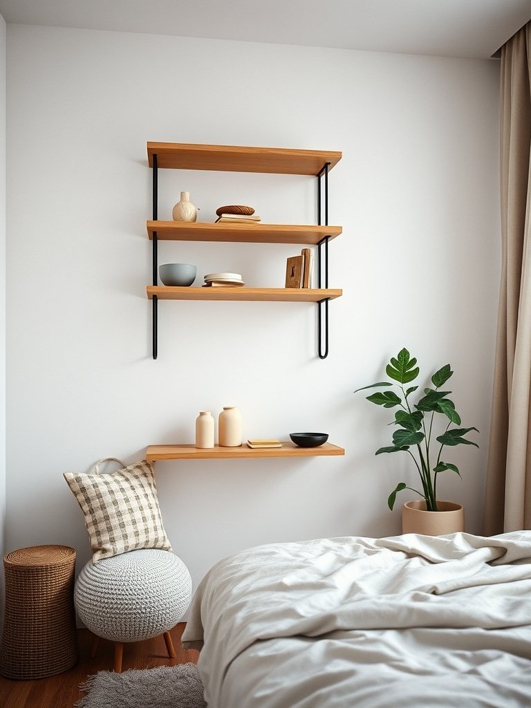 Floating Shelves Save Floor Space