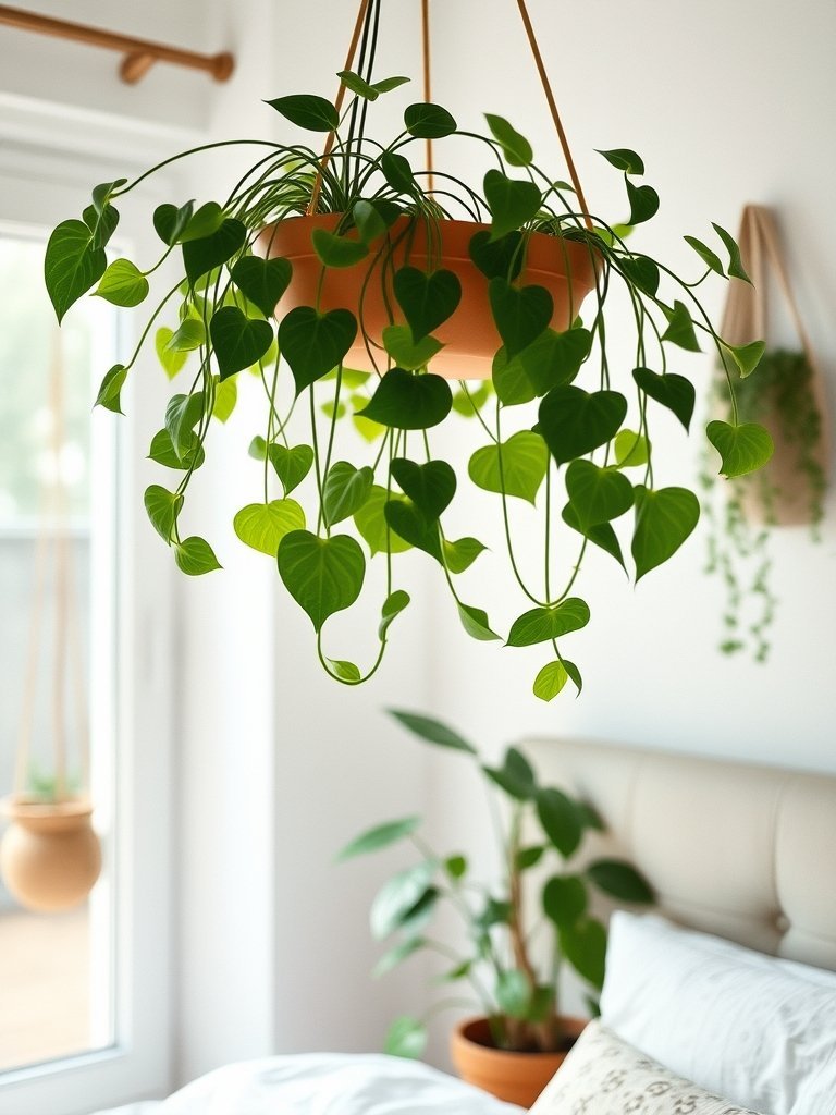 Hanging Pothos Above Your Headboard