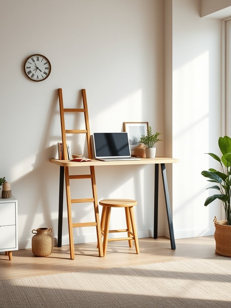 Ladder Desk Against the Wall