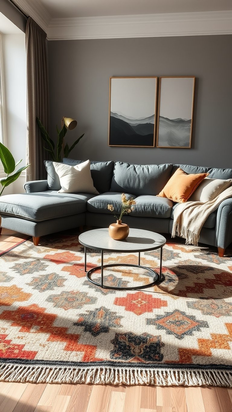 Layer a Bold Area Rug