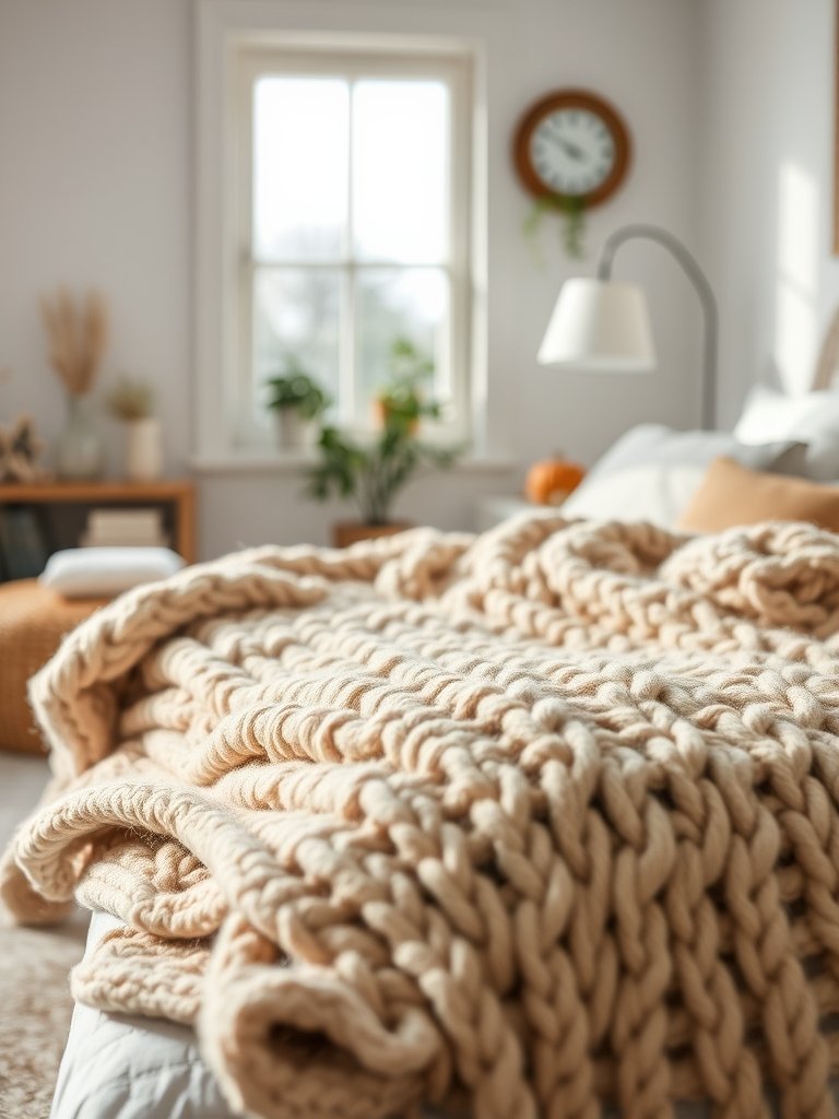 Layer a Chunky Knit Throw Blanket