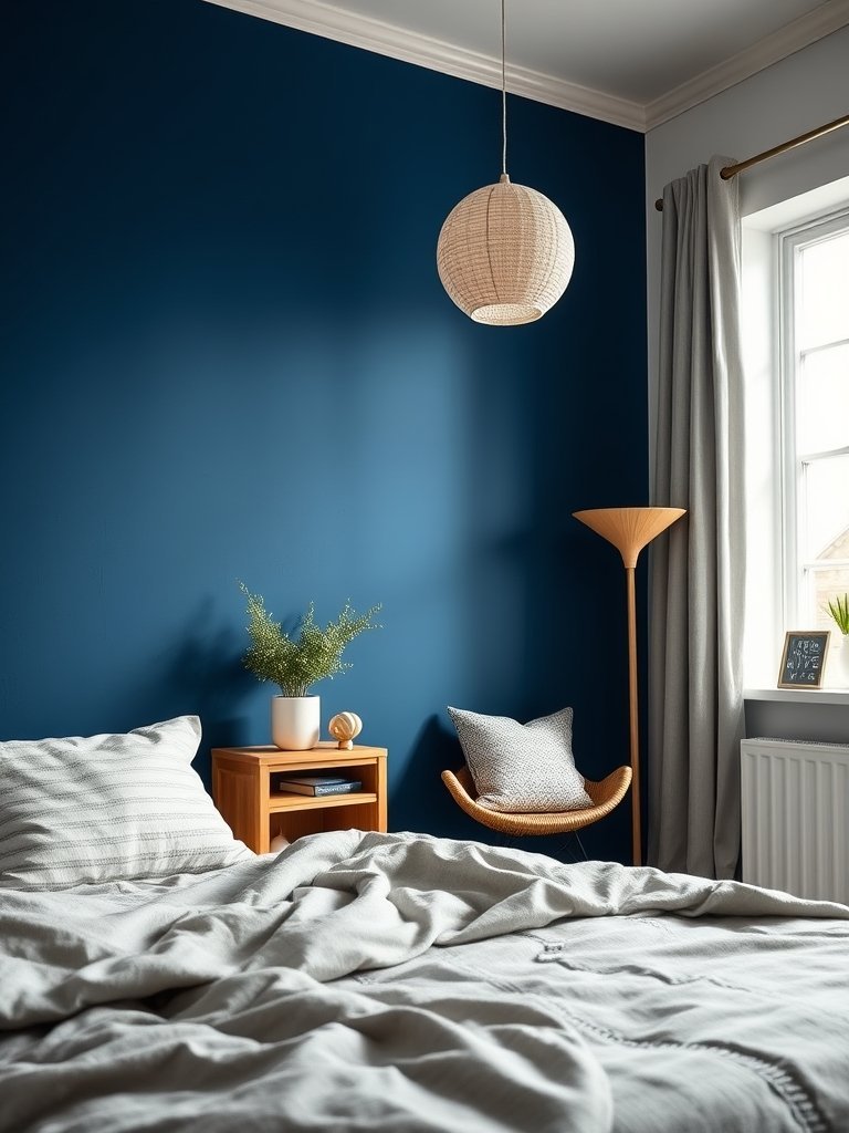 Add Dark Blue Paint on One Wall