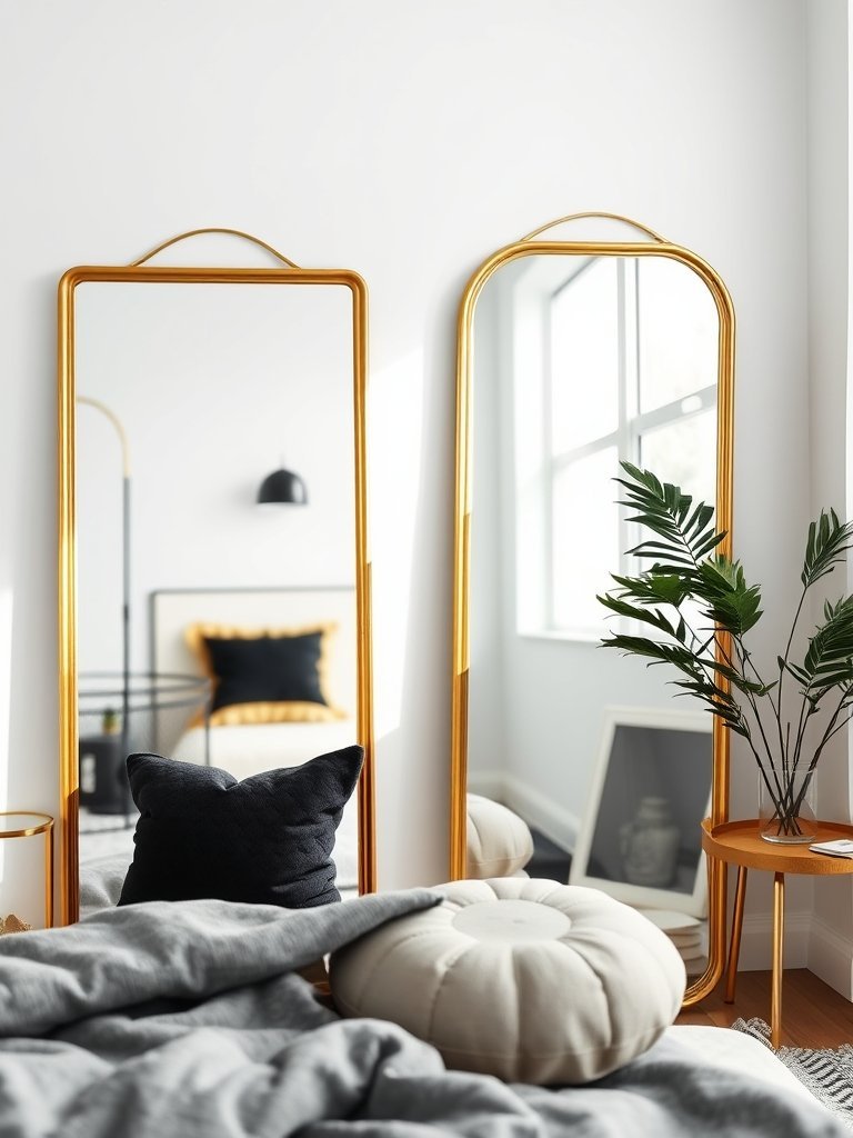 Add Large Mirrors With Gold Frames