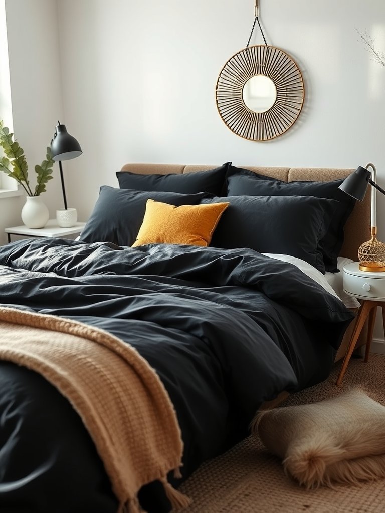 Choose Black Bedding With Gold Accents
