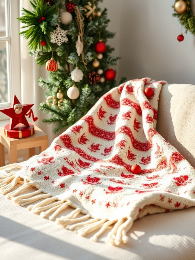 Display a Festive Throw Blanket Neatly