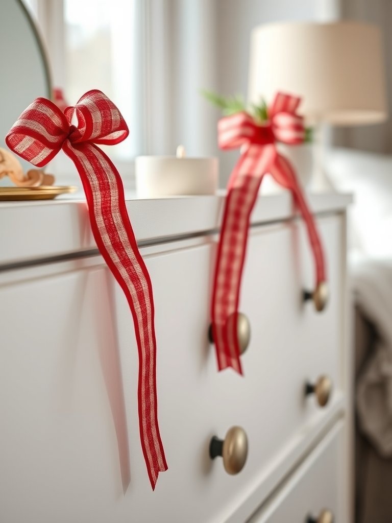 Drape Festive Ribbon on Drawer Pulls