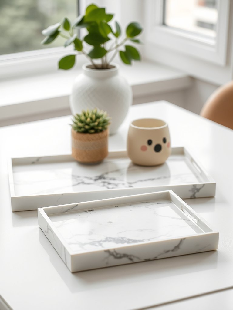 Faux Marble Desktop Trays
