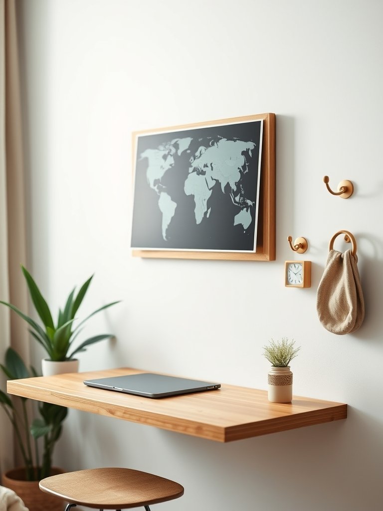 Floating Desk and Wall Hooks