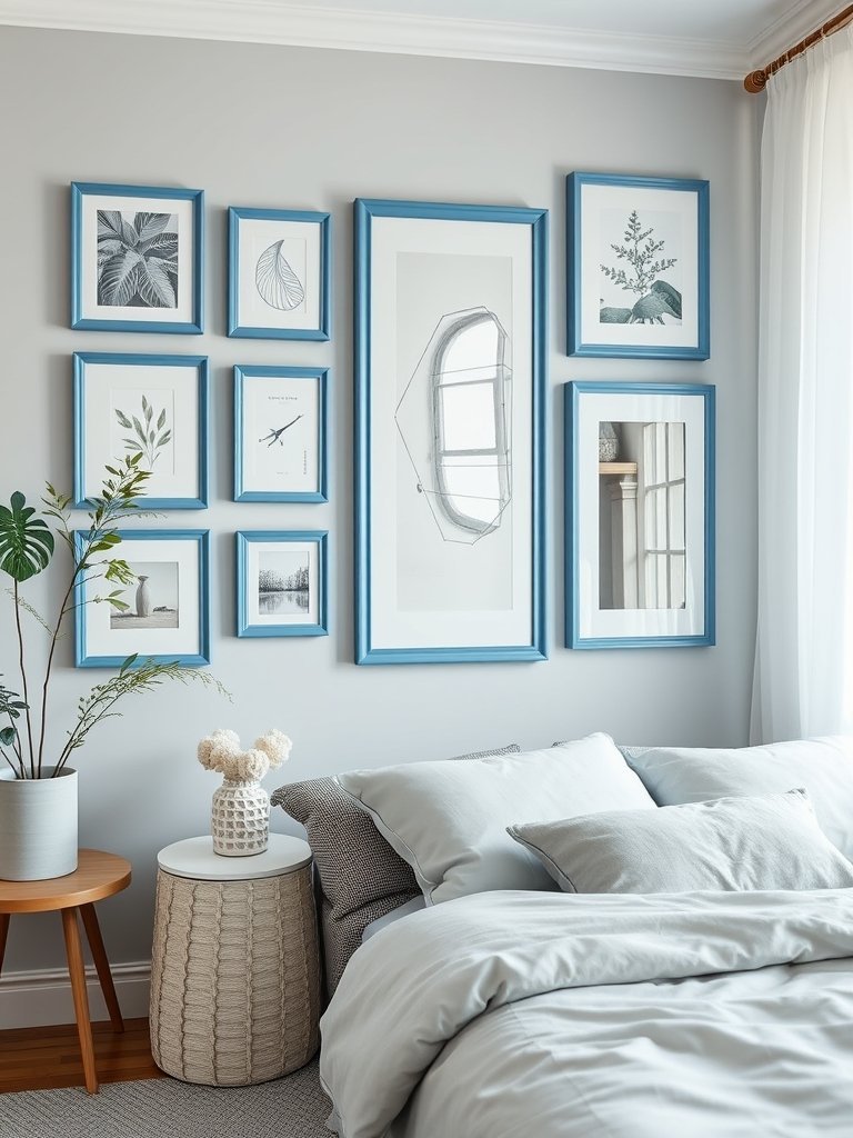 Gallery Walls With Blue Frames