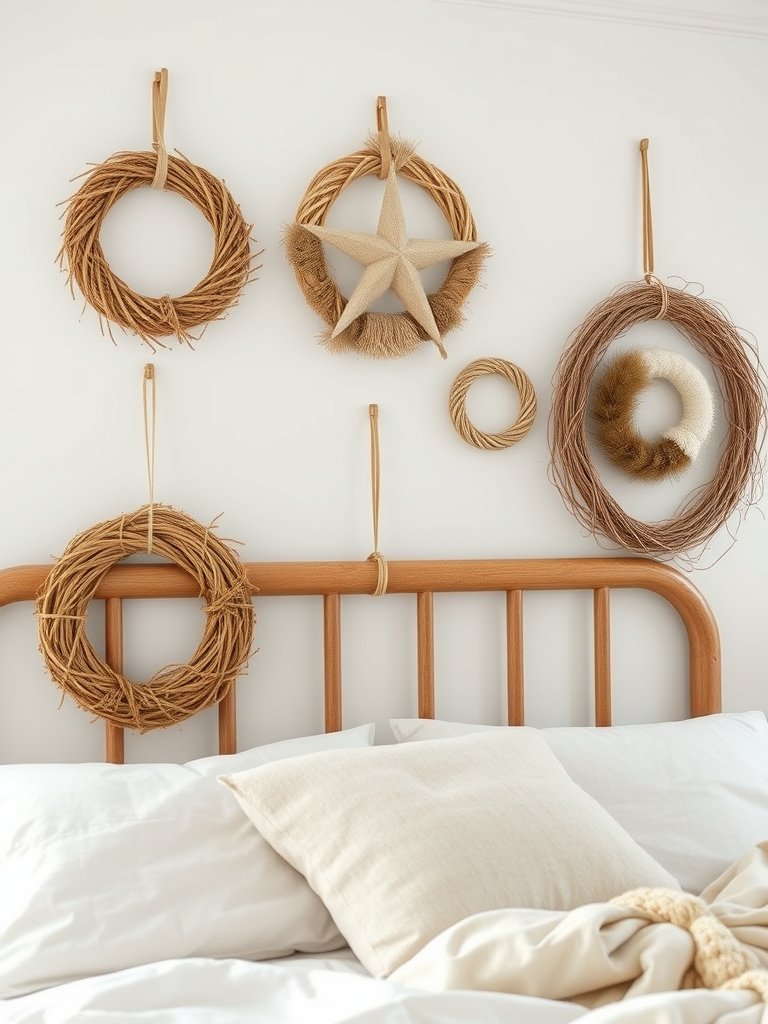 Hang Woven Wreaths Above the Headboard