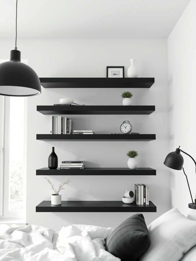 Install Floating Black Shelves
