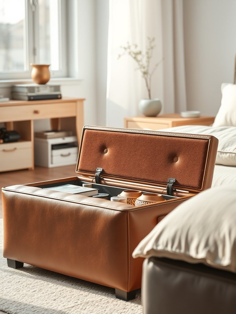 Leather Ottoman With Storage Space