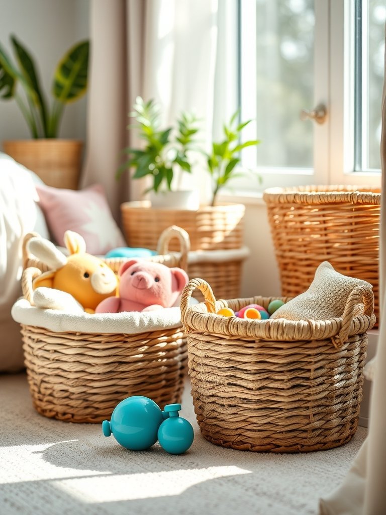 Organize Toys In Woven Baskets