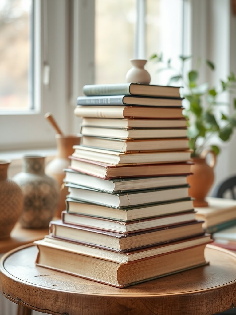 Stack Vintage Books on Tables