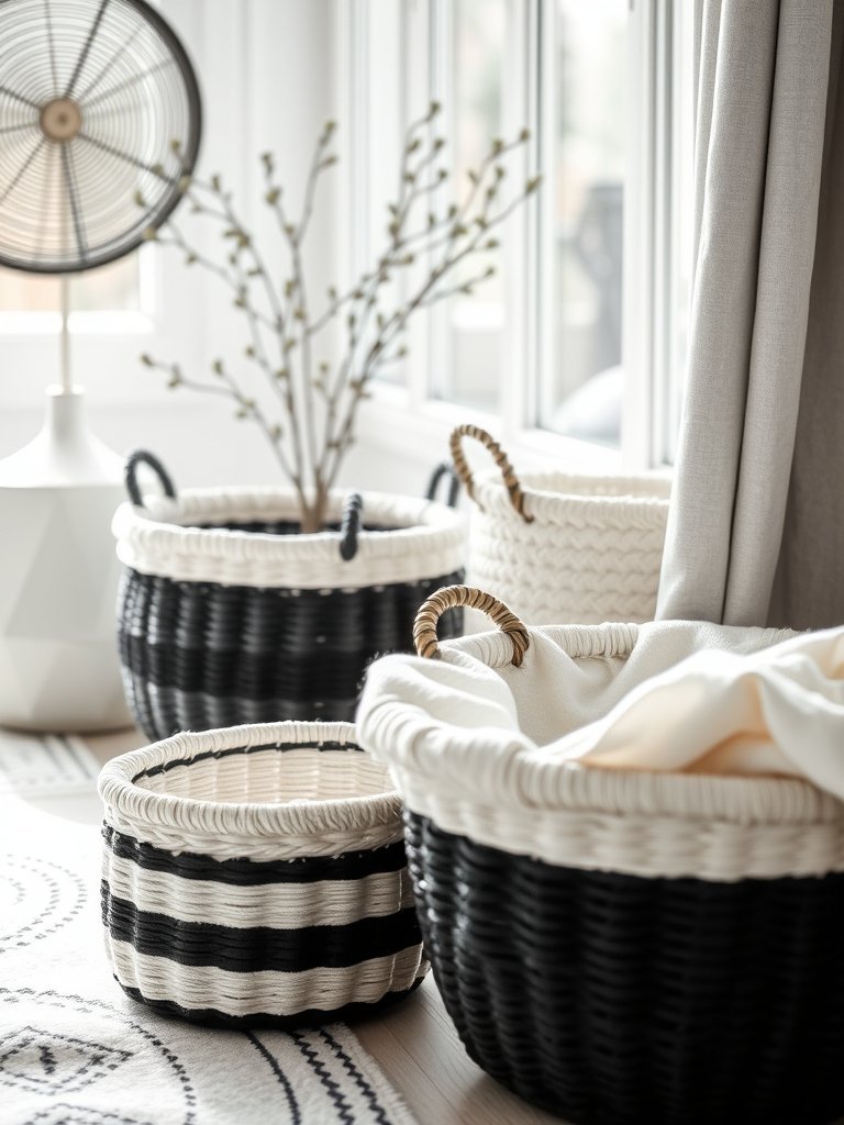 Use Black and White Baskets