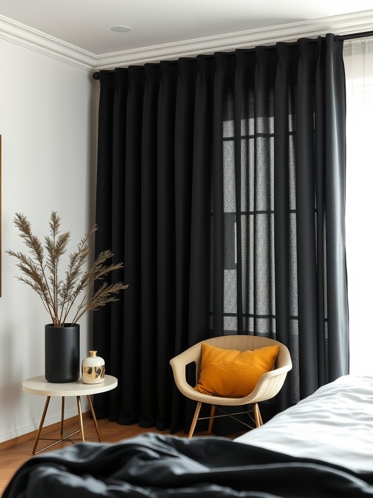 Use Black Curtains To Add Height