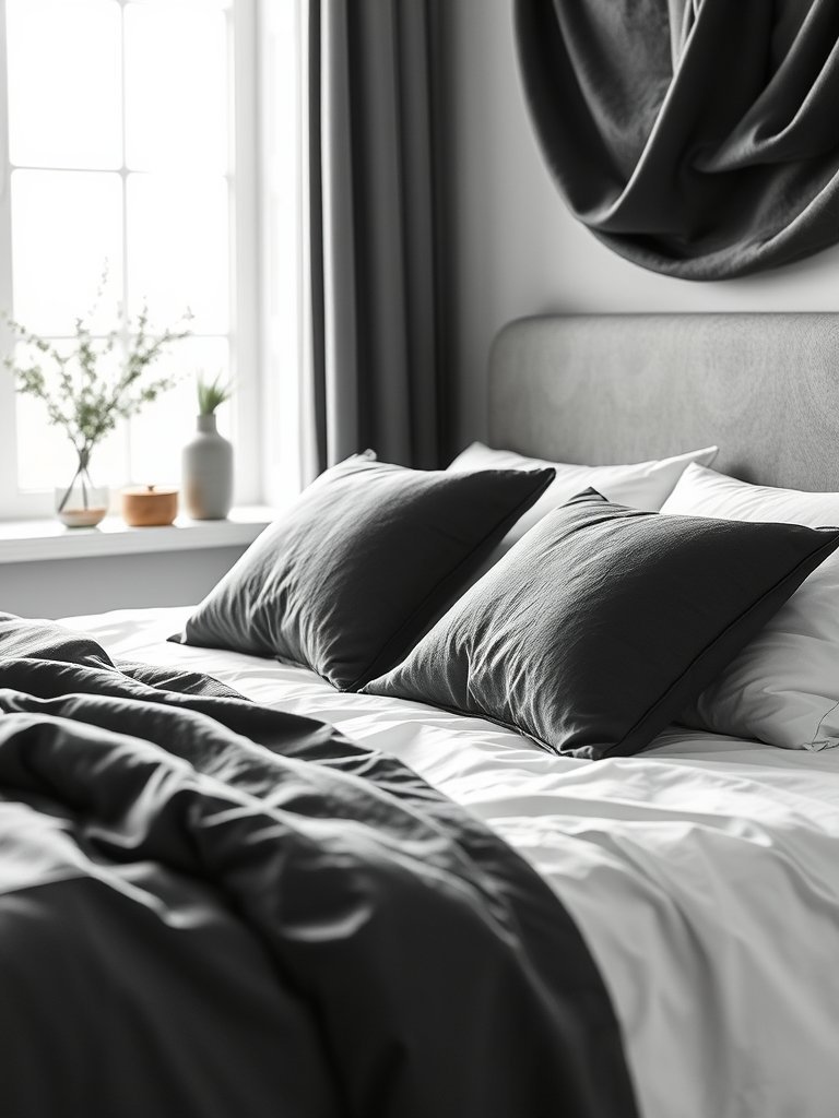 Use Monochromatic Bedding and Pillows