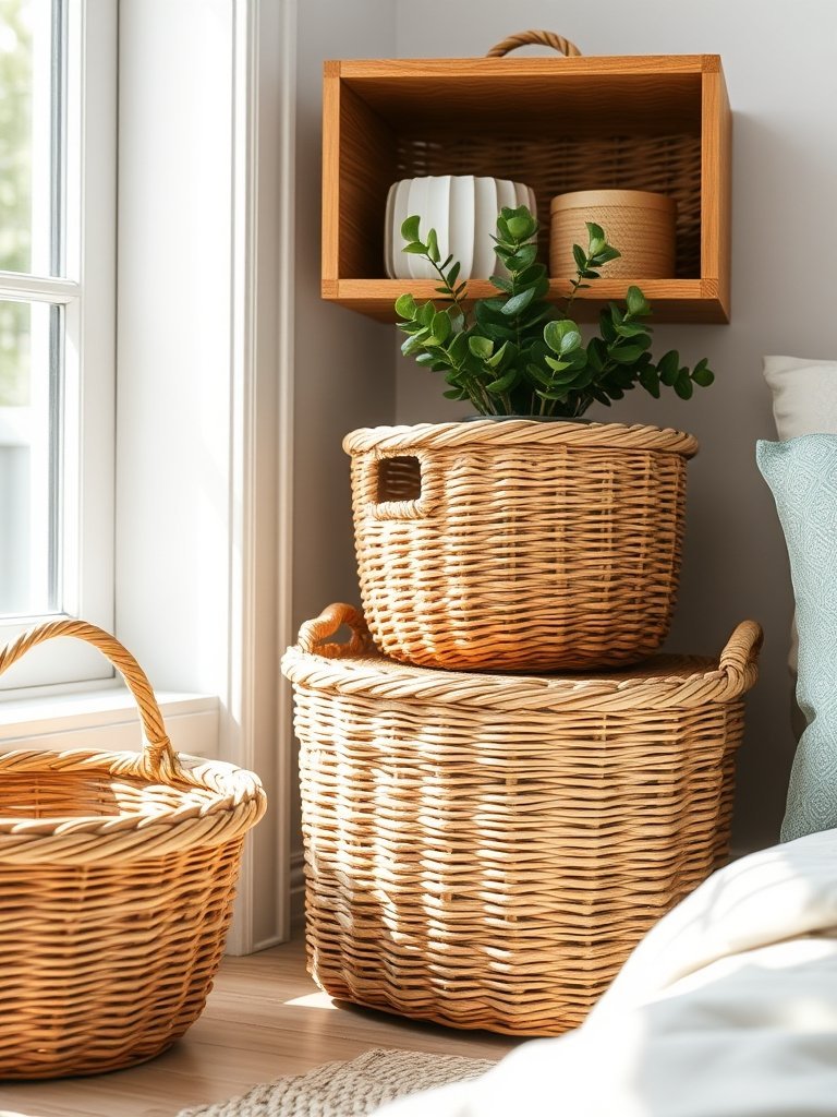 Use Rattan Storage Baskets