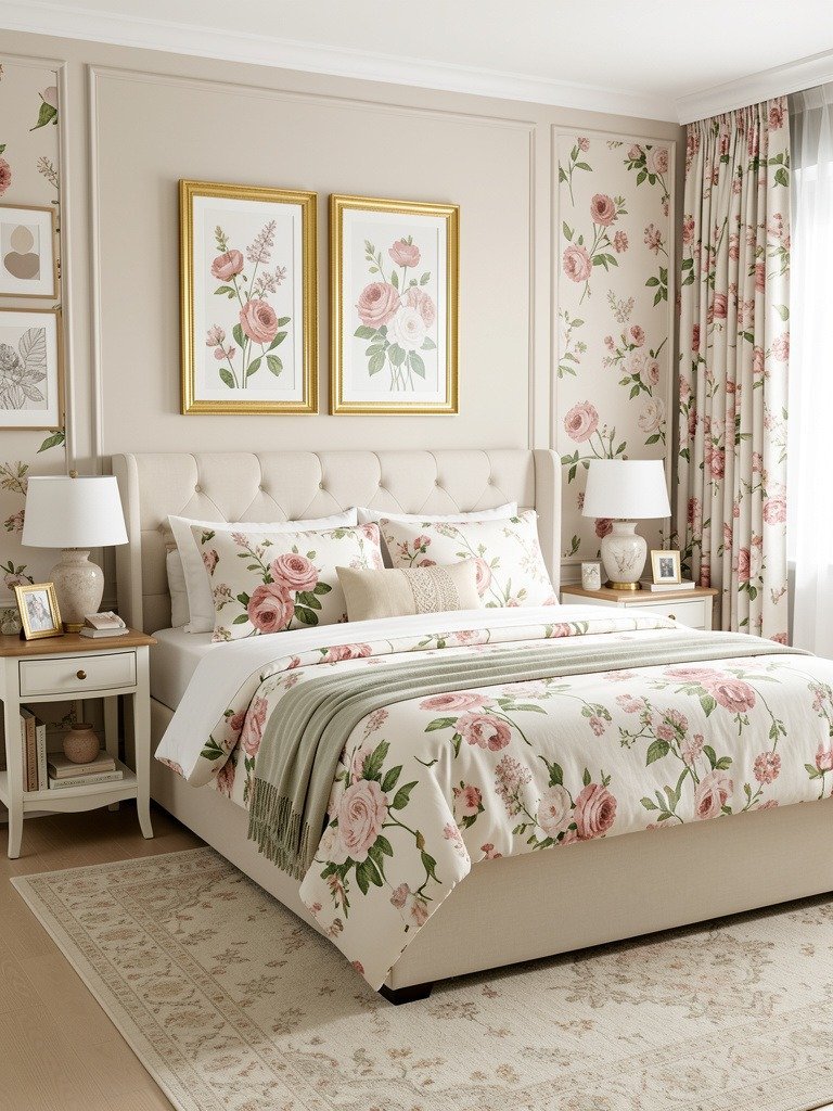 Add Floral Art in Gold Frames