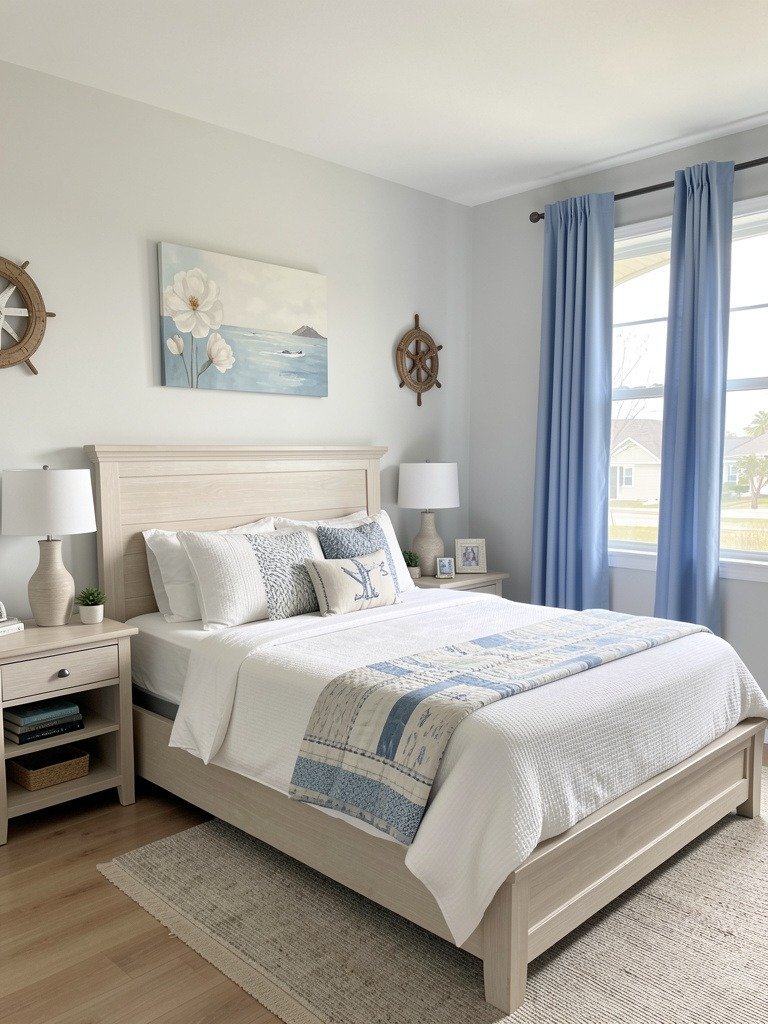 Add Soft Blue Curtains