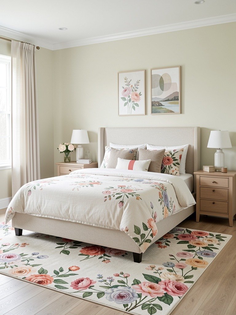 Bring in Floral Rugs for Contrast