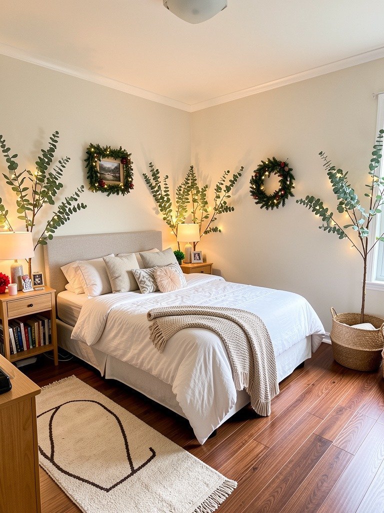 Eucalyptus Stems with White Lights