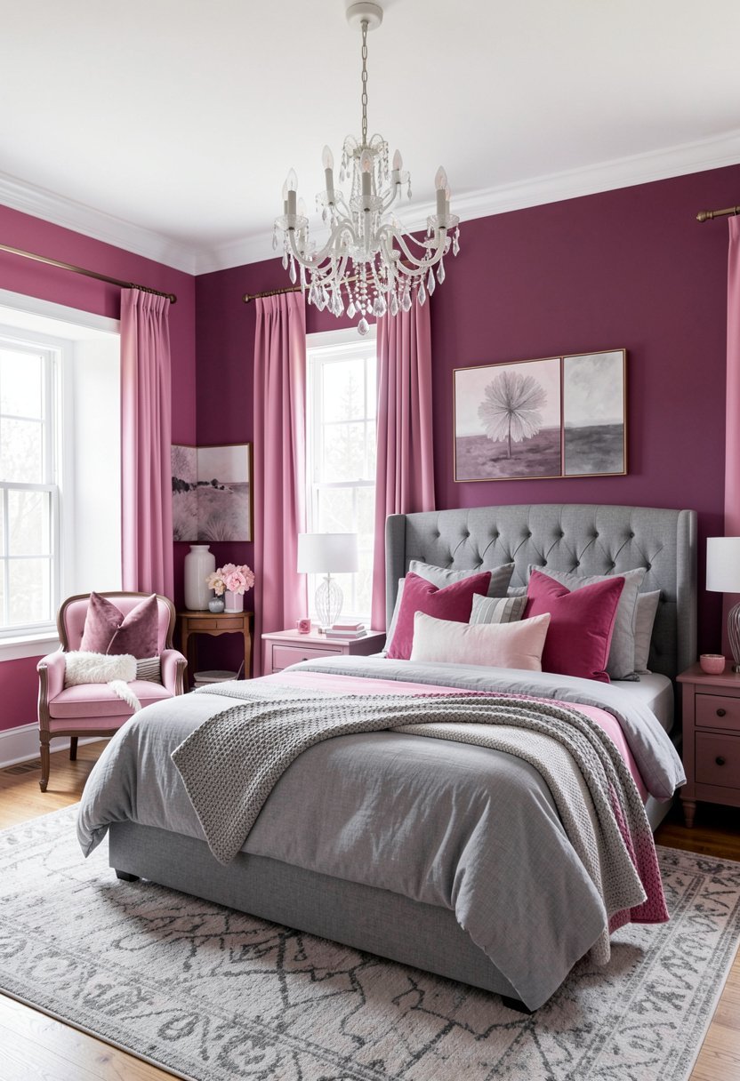 Deep Plum Pink with Slate Gray