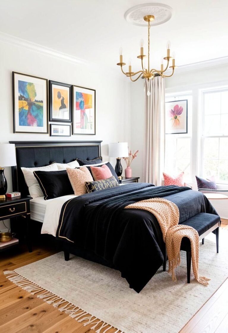 Gold Accents Pop Against Dark Frames