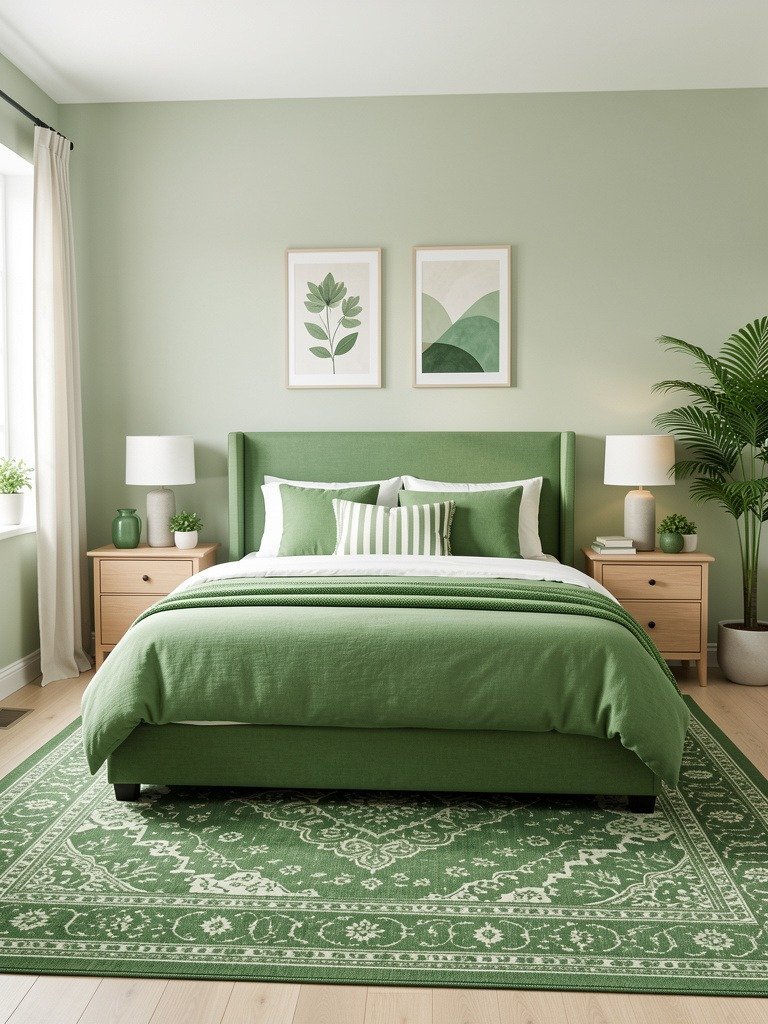 Green Patterned Area Rugs