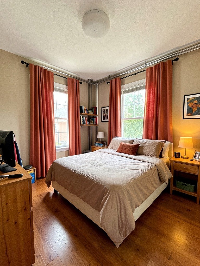 Hang Curtains to Hide Pipes