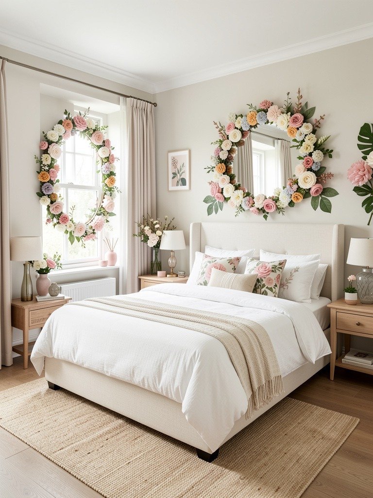 Hang Floral Mirrors for Depth