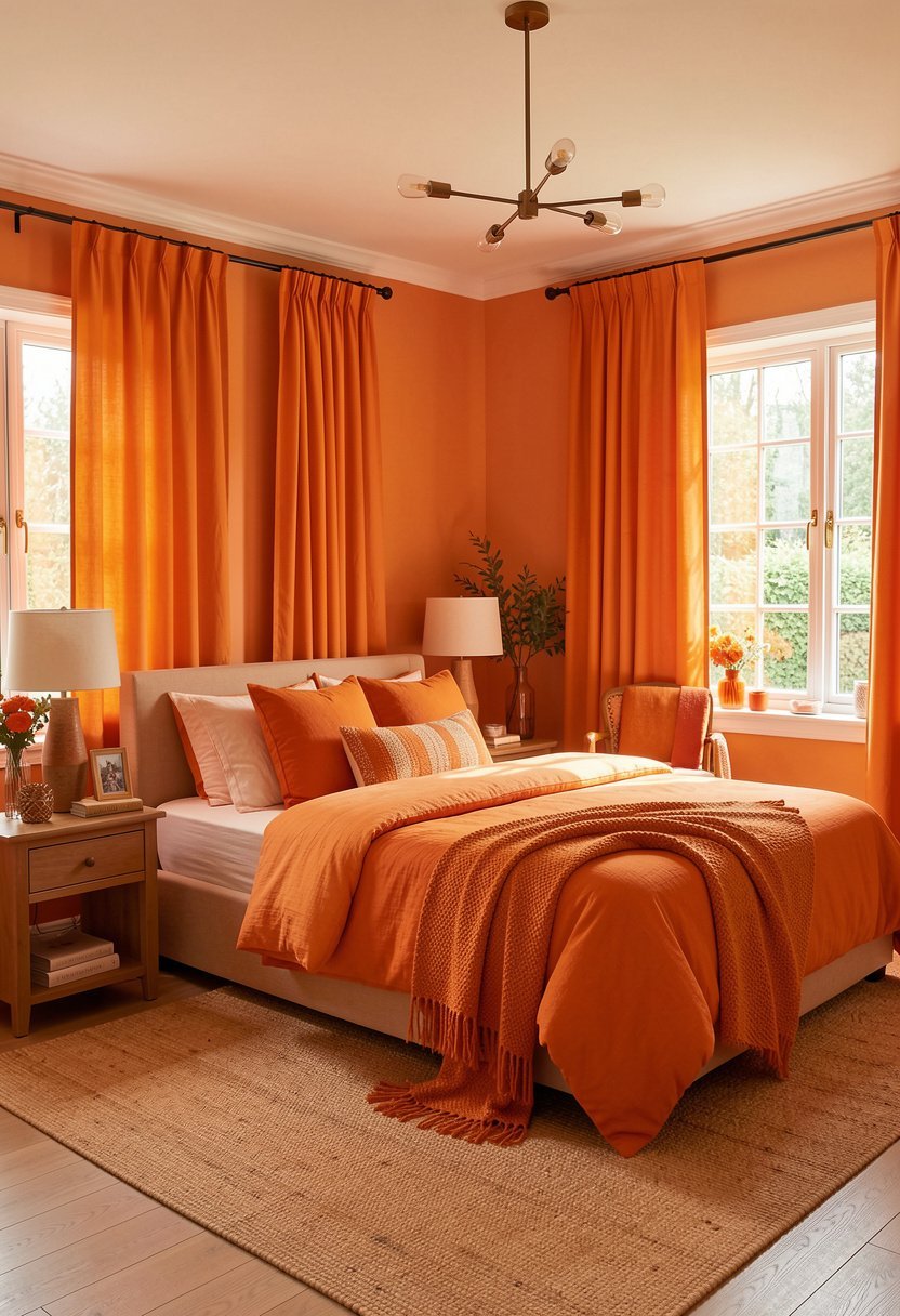 Hang Soft Orange Curtains