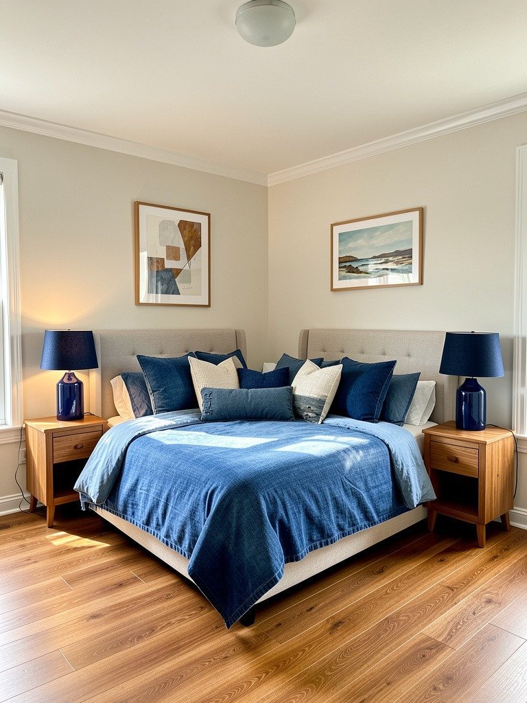 Indigo Toned Bedside Lamps