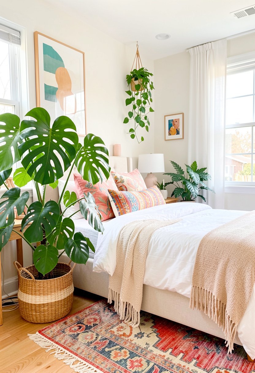 Large Monstera in a Woven Basket