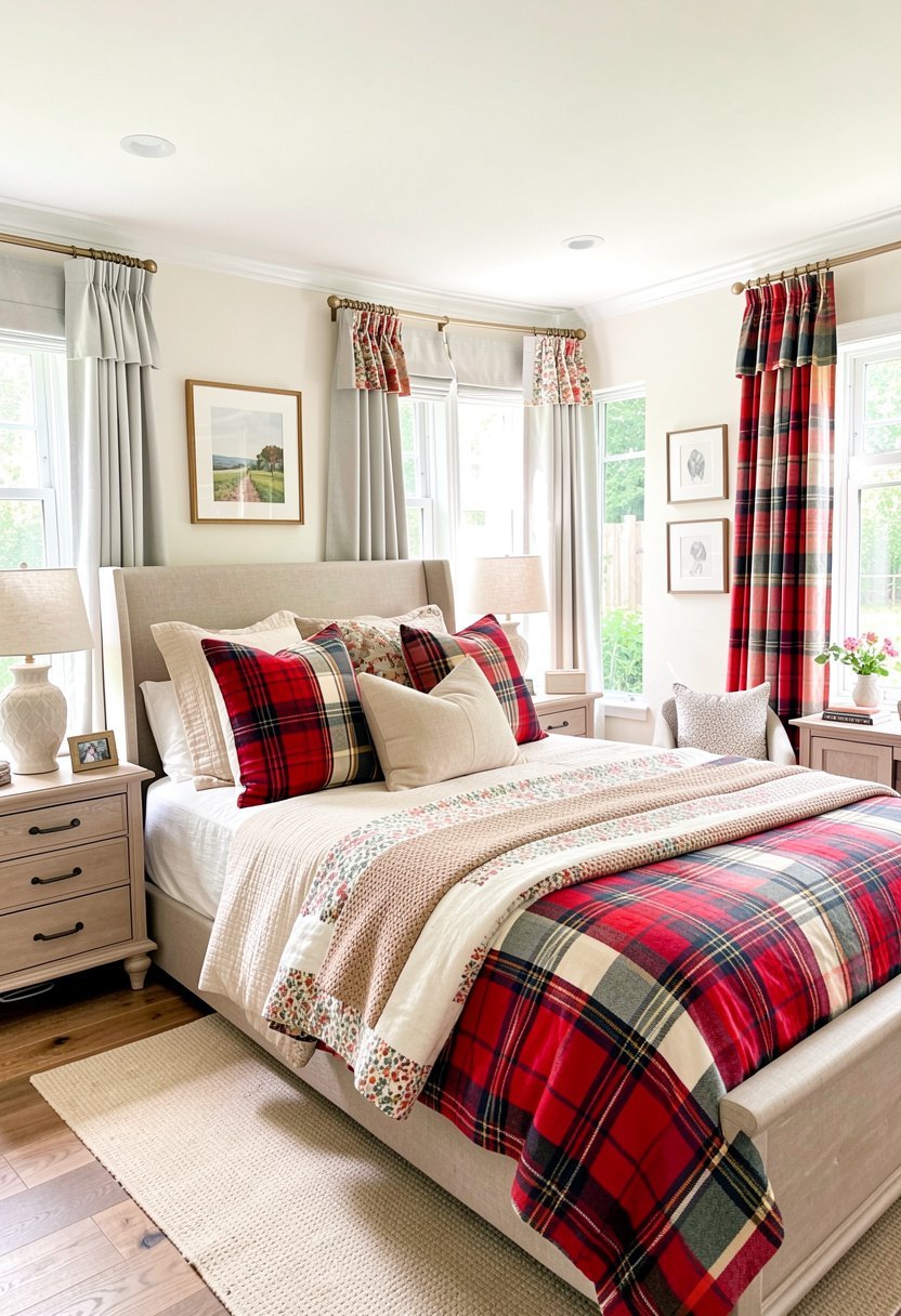 Mix Plaid with Neutral Bedding