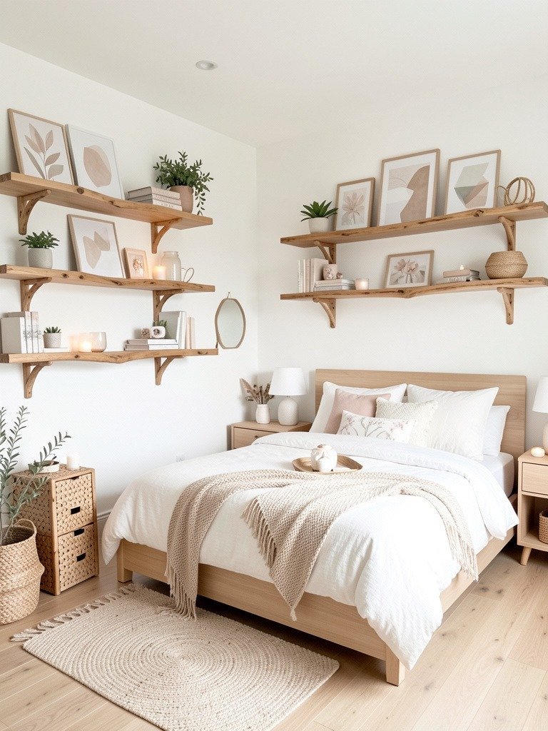 Natural Wood Branch Shelves