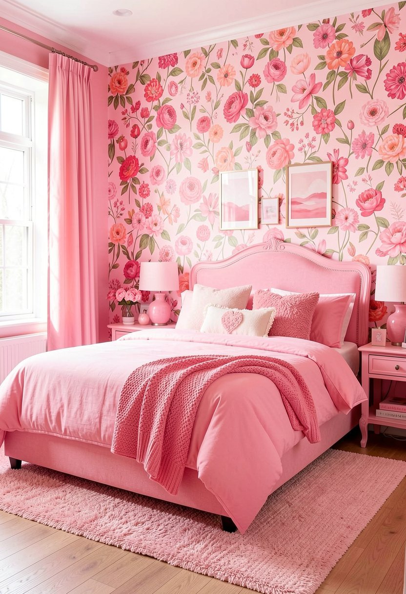 Pink Floral Bedroom Wallpaper