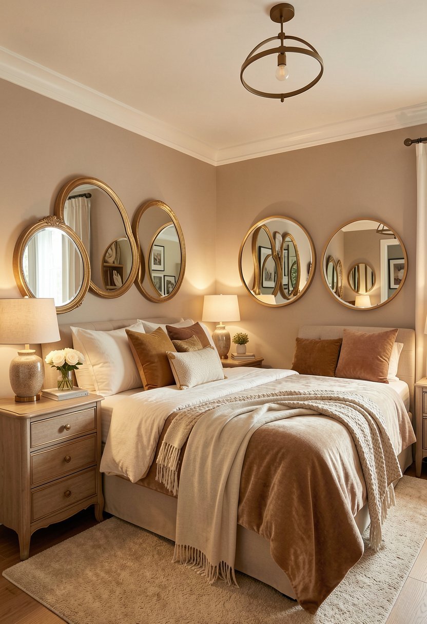Round Mirrors Over Nightstands