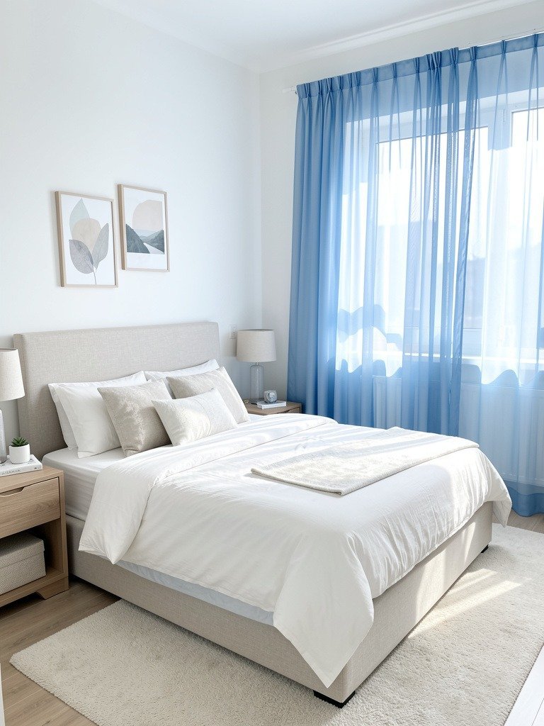 Sheer Blue Layered Curtains