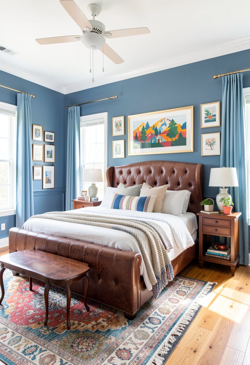 Slate Blue and Rich Leather