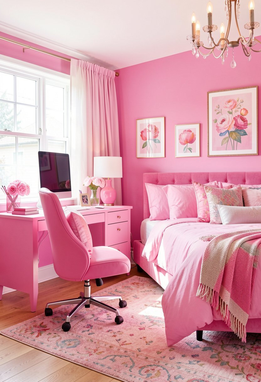 Sleek Pink Desk Chair