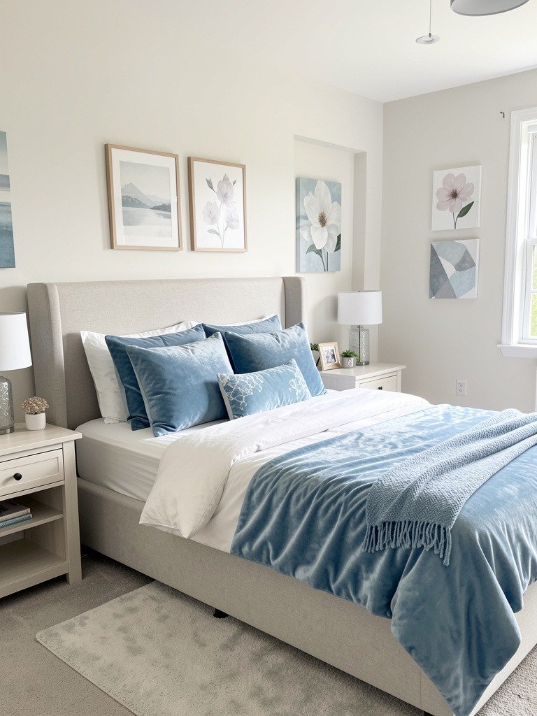 Soft Blue Velvet Pillows