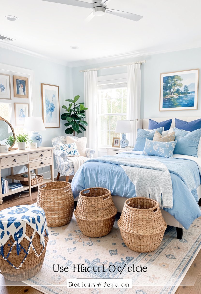 Use Large Woven Floor Baskets