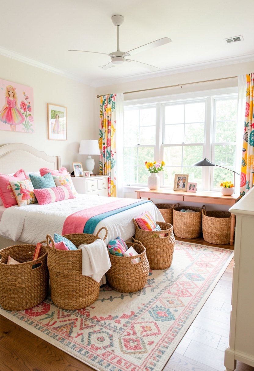 Use Large Woven Storage Baskets