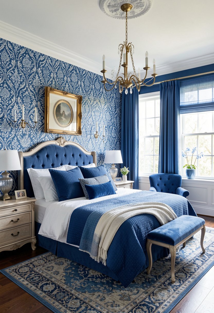 Use Patterned Blue Wallpaper