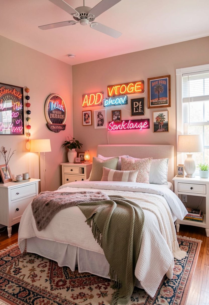 Add Vintage Neon Signs Above the Bed